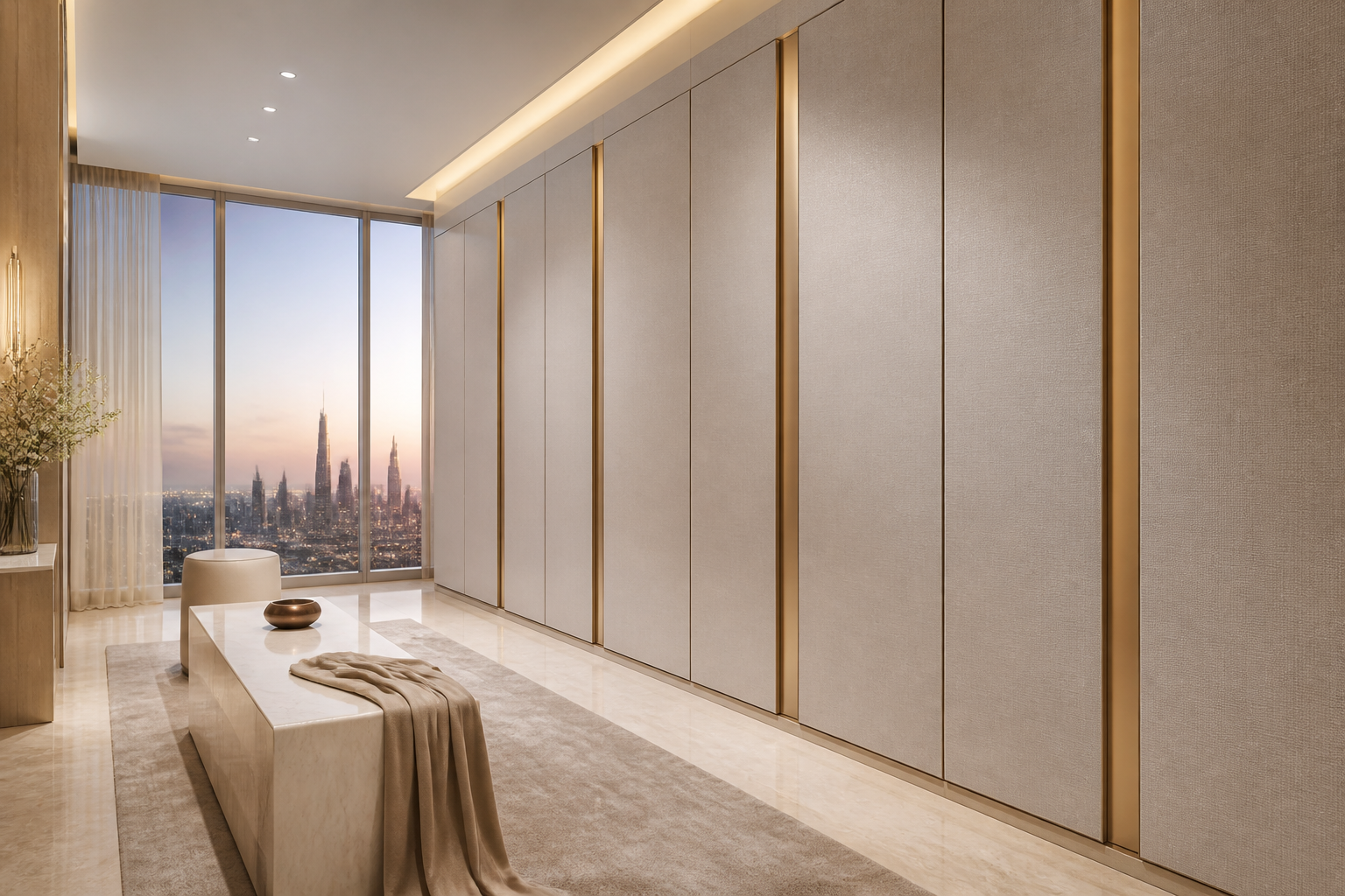 Conjunto de vestidor Canopy con paso Atelier enmarcado perspectiva interior