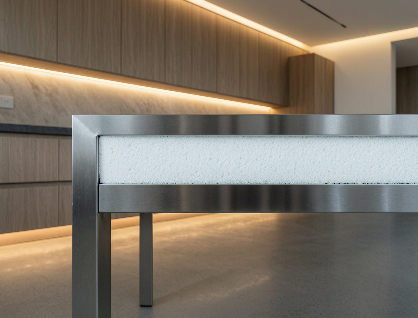 PVC Countertop Substrate Filler applied in luxury residential stainless steel countertop internal structure