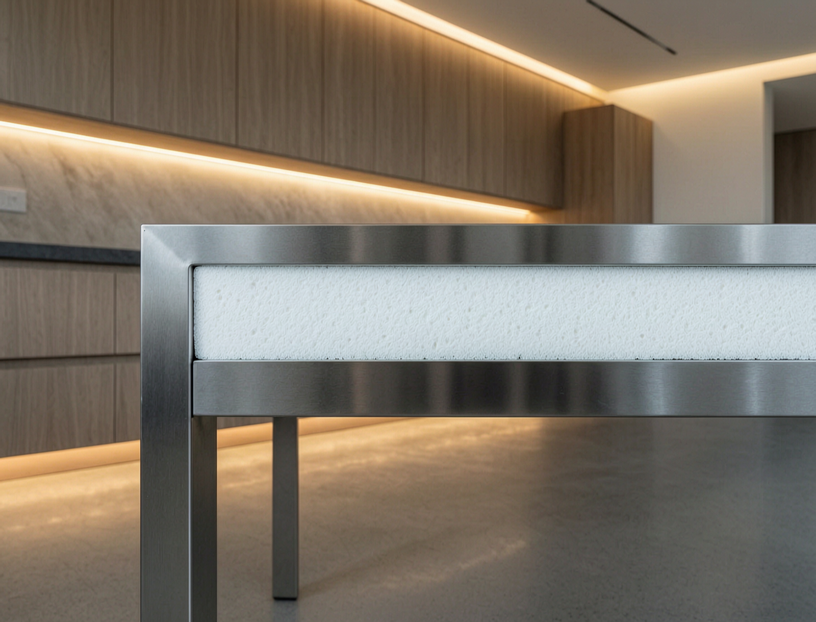 PVC Countertop Substrate Filler applied in luxury residential stainless steel countertop internal structure