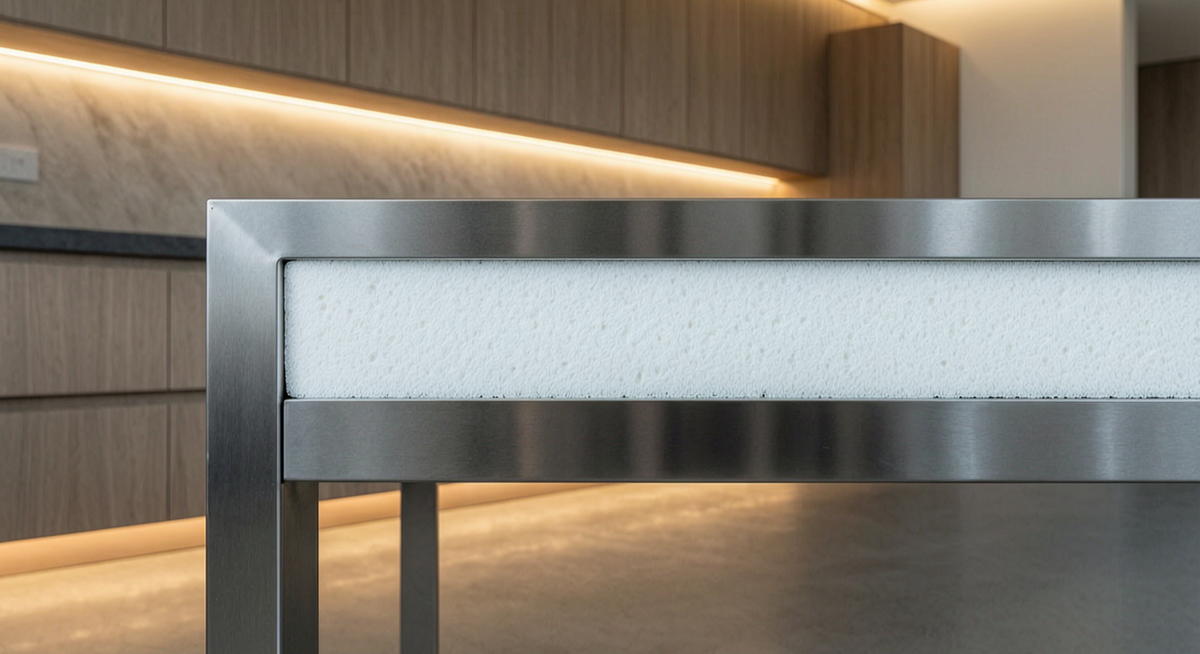 PVC Countertop Substrate Filler applied in luxury residential stainless steel countertop internal structure