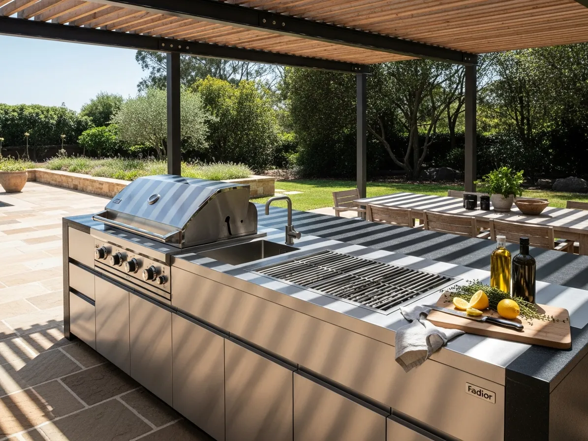 Cocina exterior Fadior con mobiliario en acero inoxidable 304