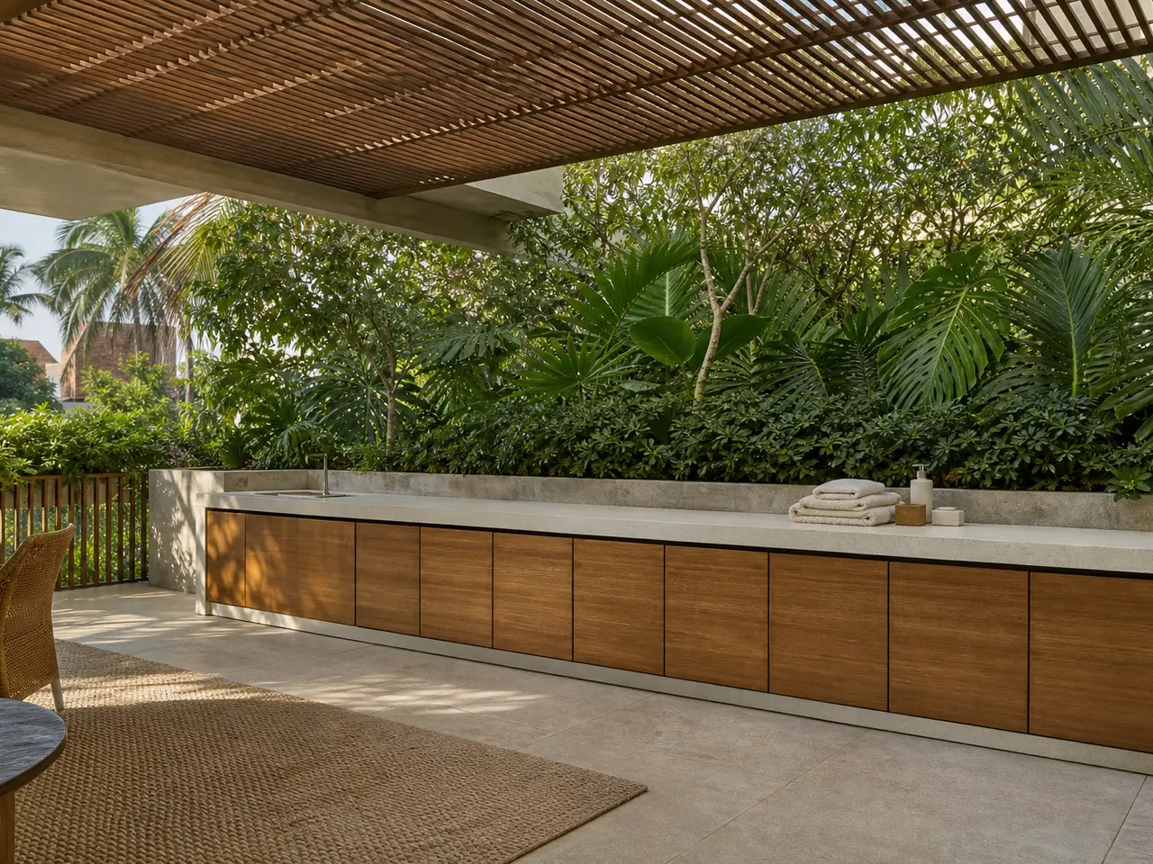Fadior Aurora Balcony Suite with Pearl Laundry Planter Run - 304 stainless steel balcony cabinetry for humidity, laundry overflow, utility storage, and semi-outdoor residential use