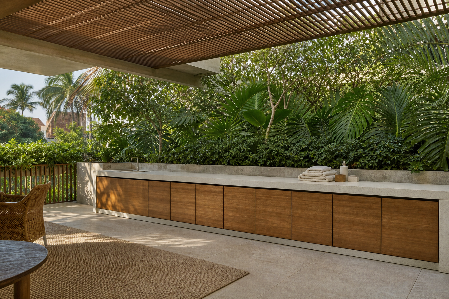 Fadior Aurora Balcony Suite with Pearl Laundry Planter Run — 304 stainless steel balcony system, front view