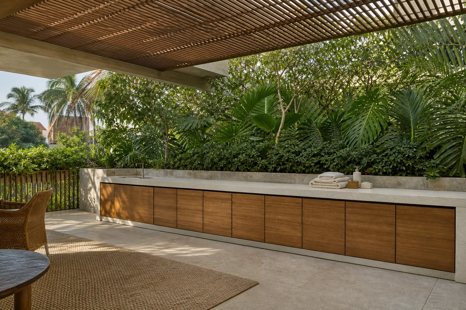 Fadior Aurora Balcony Suite with Pearl Laundry Planter Run — 304 stainless steel balcony system, front view