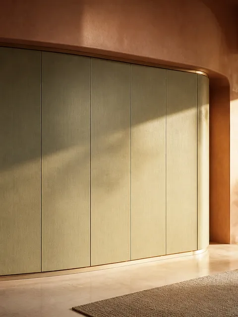 Fadior Lumiere Wardrobe Suite with Radius Niche Dressing Archive — 304 stainless steel wardrobe system, front view