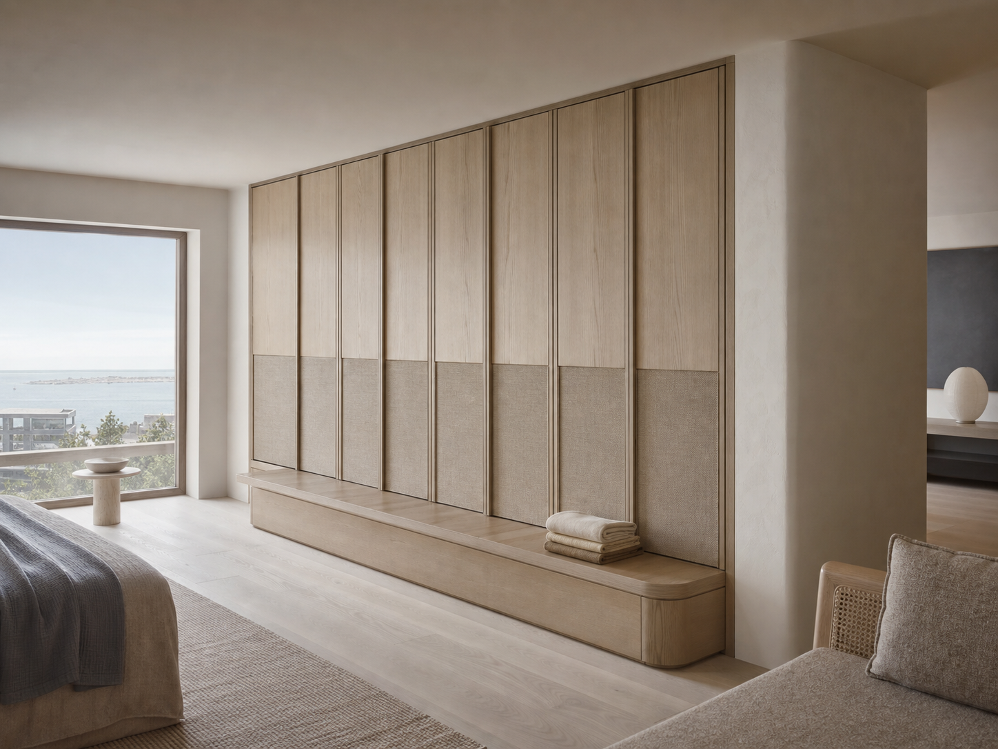 Fadior Voyage Wardrobe Suite with Copenhagen Loft Pocket Wall — interior room context showing cabinet integration