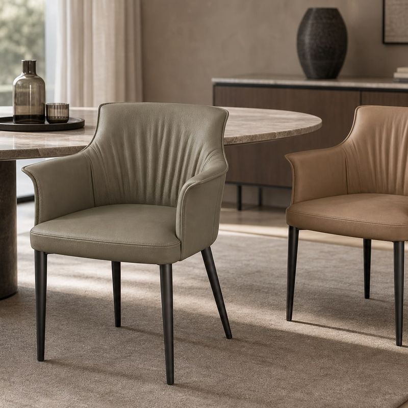 Leather-Accent Dining Chair styled in a FADIOR HOME interior setting