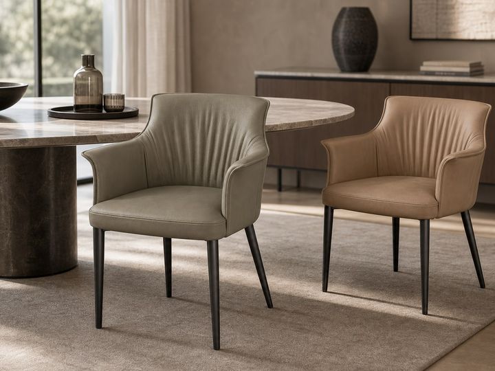 Leather-Accent Dining Chair styled in a FADIOR HOME interior setting