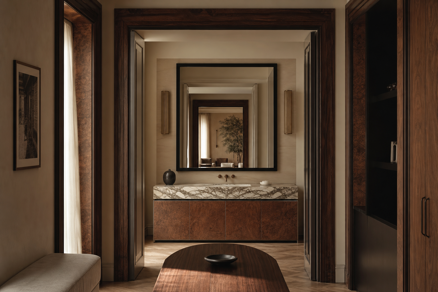 Suite de Baño y Tocador Ethereal con Revelado de Lavabo en Pewter perspectiva interior