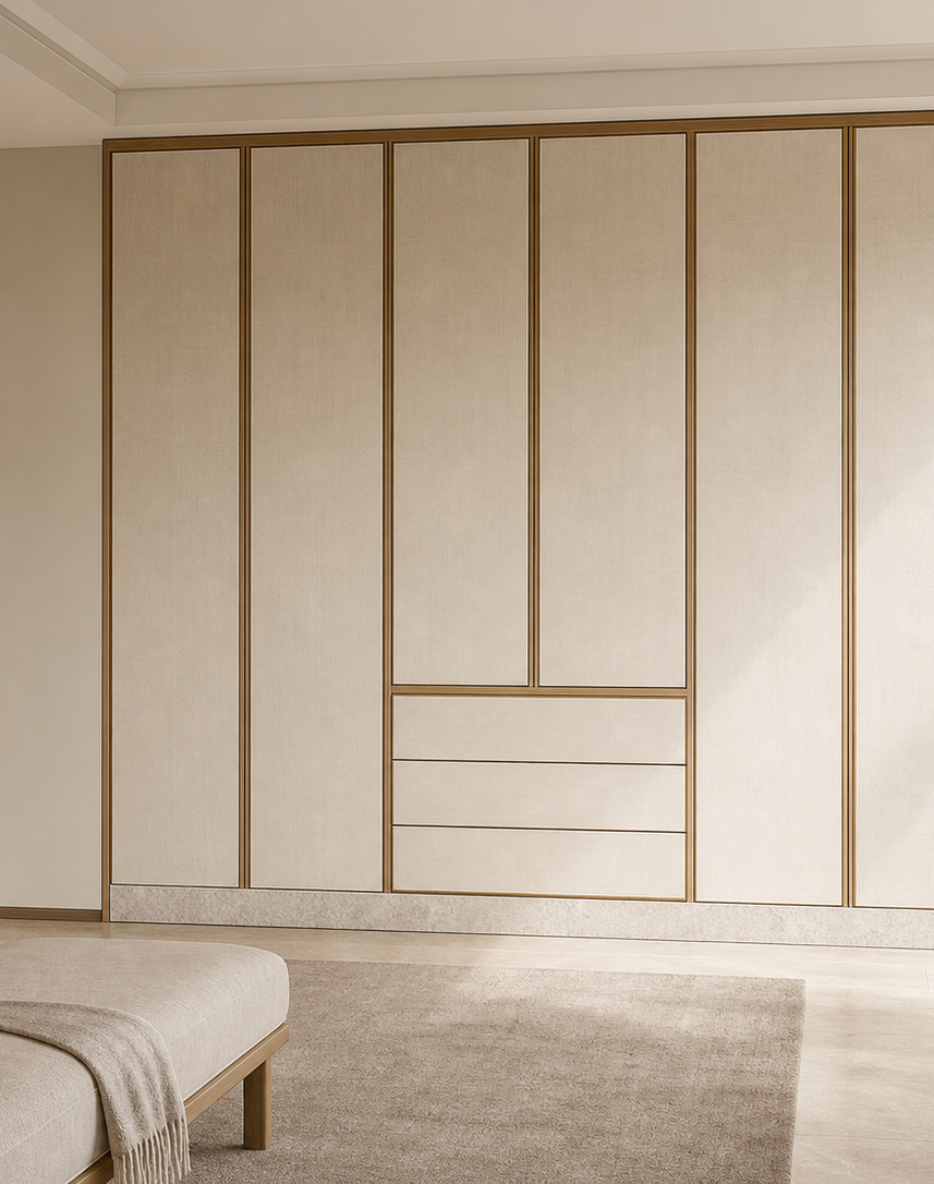 Fadior Lumiere Wardrobe Suite with Low-Glare Trousseau Lantern — interior room context showing cabinet integration