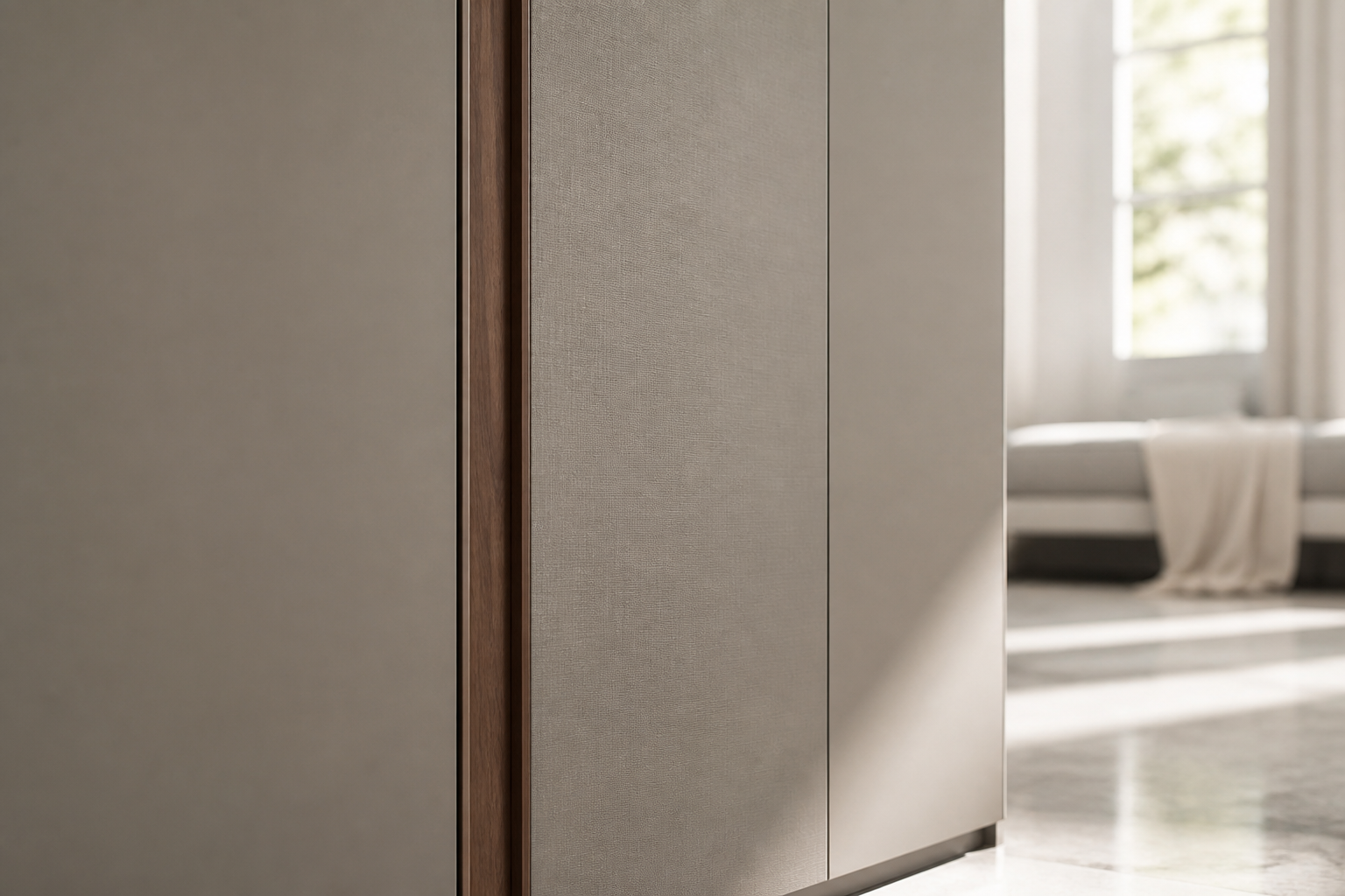Fadior Radiance Shadowline Arrival Corridor Wardrobe — close-up of stainless steel finish and hardware detail