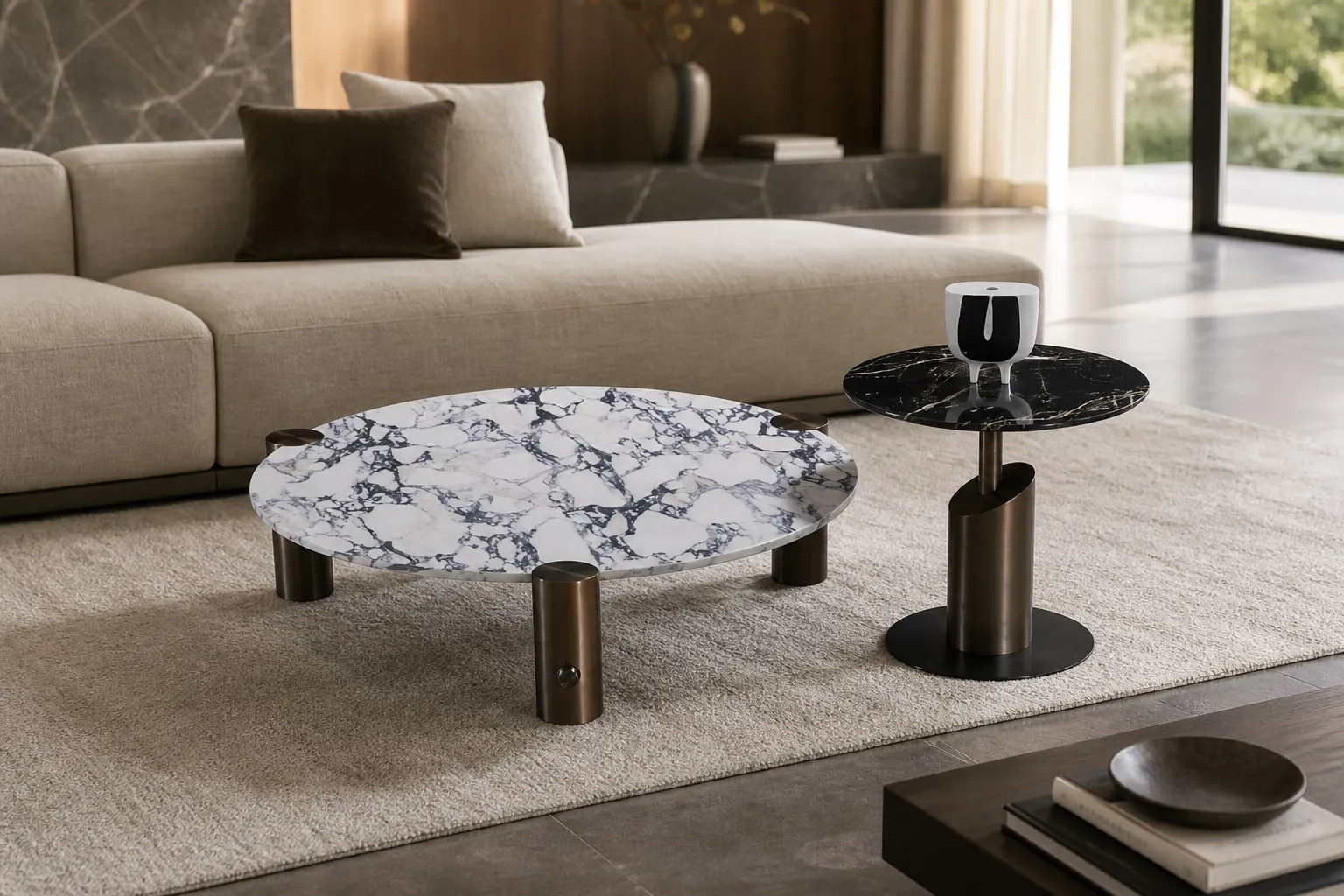 Round Marble-Effect Set Ø1140×330 mm