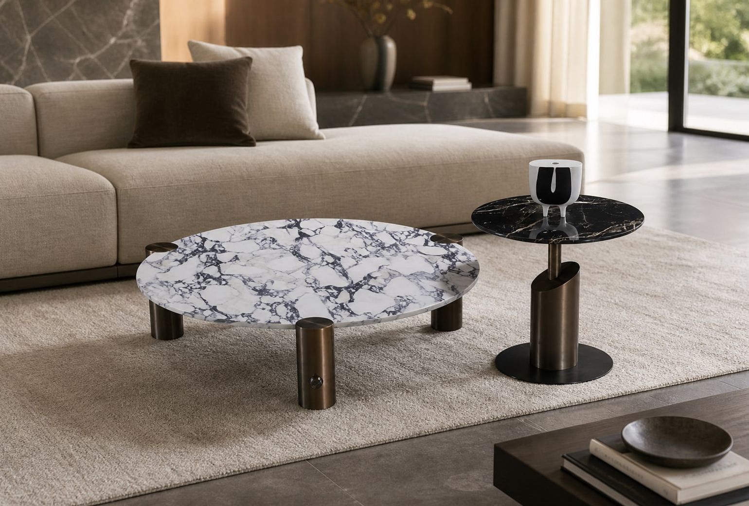 Stone-Top Coffee Table (Marble) styled in a FADIOR HOME interior setting