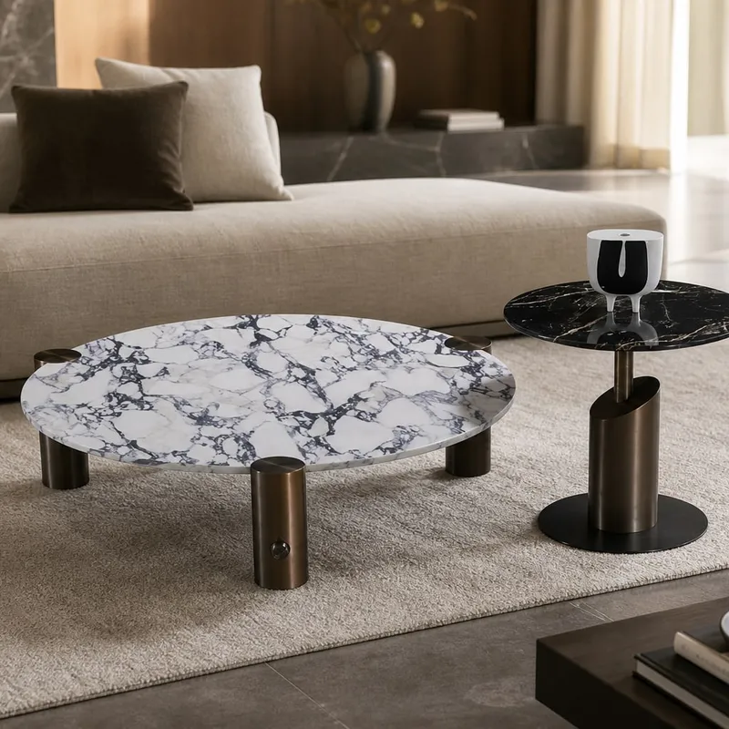 Round Marble-Effect Set Ø500×470 mm