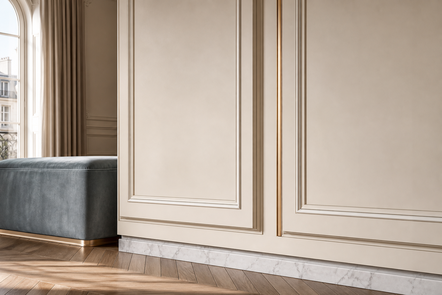 Fadior Canopy Wardrobe Suite with Acoustic Packing Gallery — close-up of stainless steel finish and hardware detail