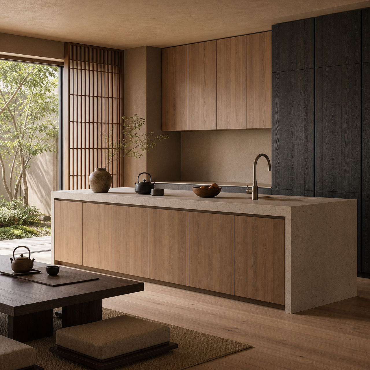 Silkstone Kitchen Suite with Tapered Faucet Peninsula