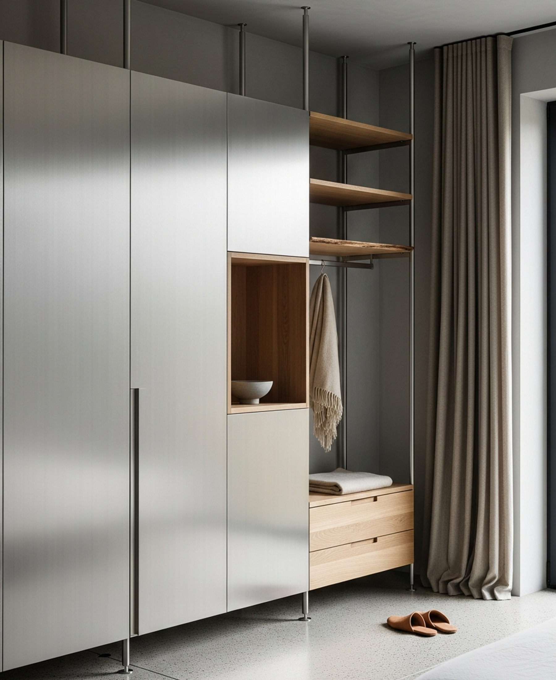 Fadior Brera Wardrobe Suite — 304 stainless steel wardrobe system, front view