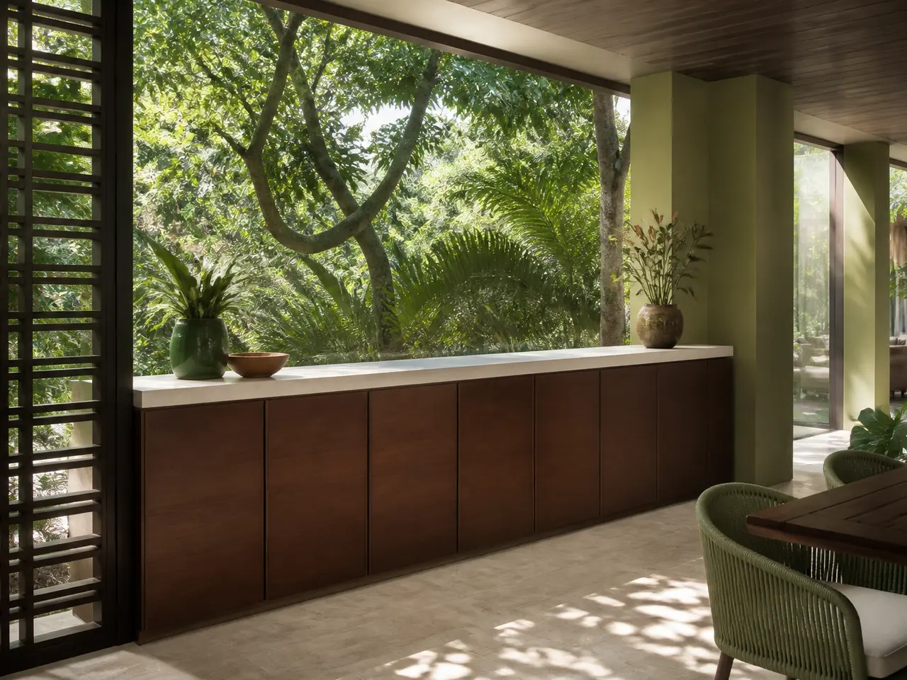 Fadior Aurora Balcony Suite with Shaded Service Ledge — 304 stainless steel balcony system, front view