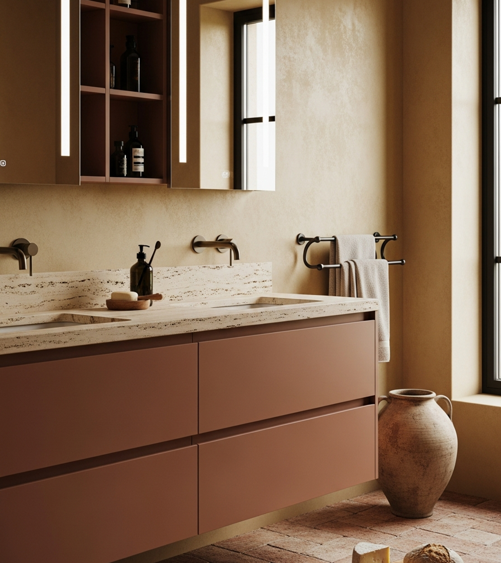 Fadior Acqua Vanity Suite — close-up of stainless steel finish and hardware detail