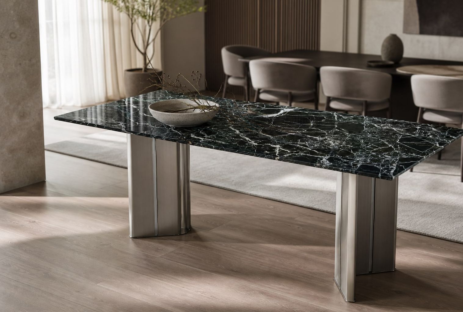 Stone-Top Marble Dining Table 160x80 styled in a FADIOR HOME interior setting