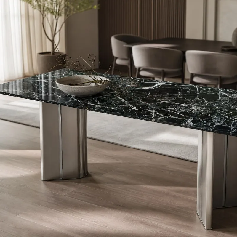 Polished-Blade Marble Dining Table 140×80 cm