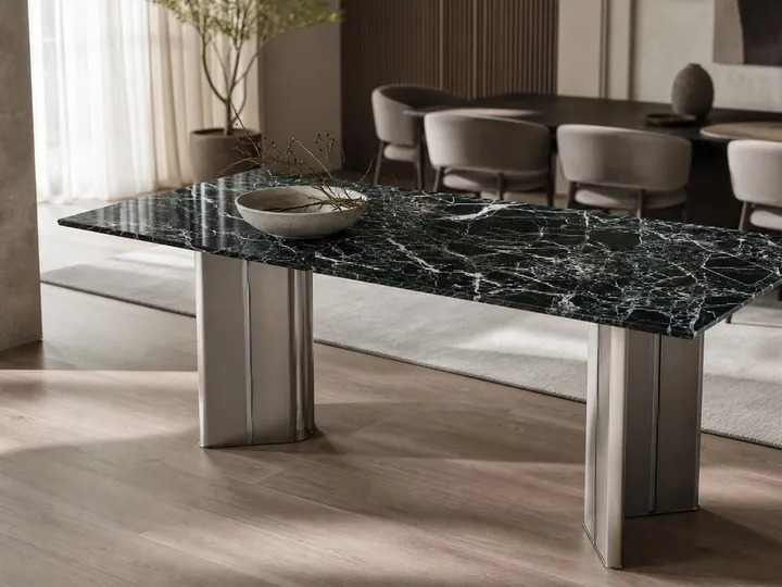 Mesa de comedor de mármol con hoja pulida 140×80 cm