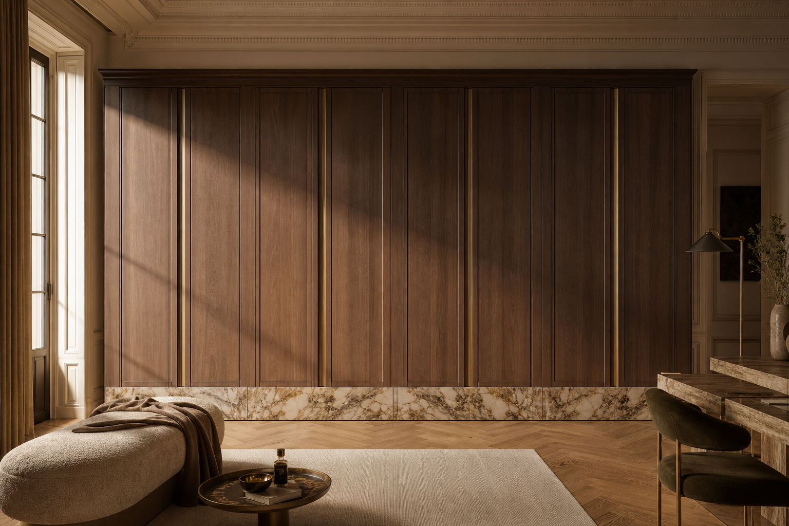Fadior Radiance Wardrobe Suite with Pearl Climate Storage Spine — lifestyle setting with natural light and residential