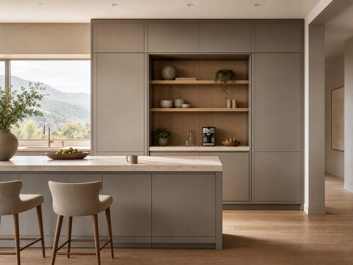 Fadior Meridian Kitchen Suite with Pocket Breakfast Landing — interior room context showing cabinet integration