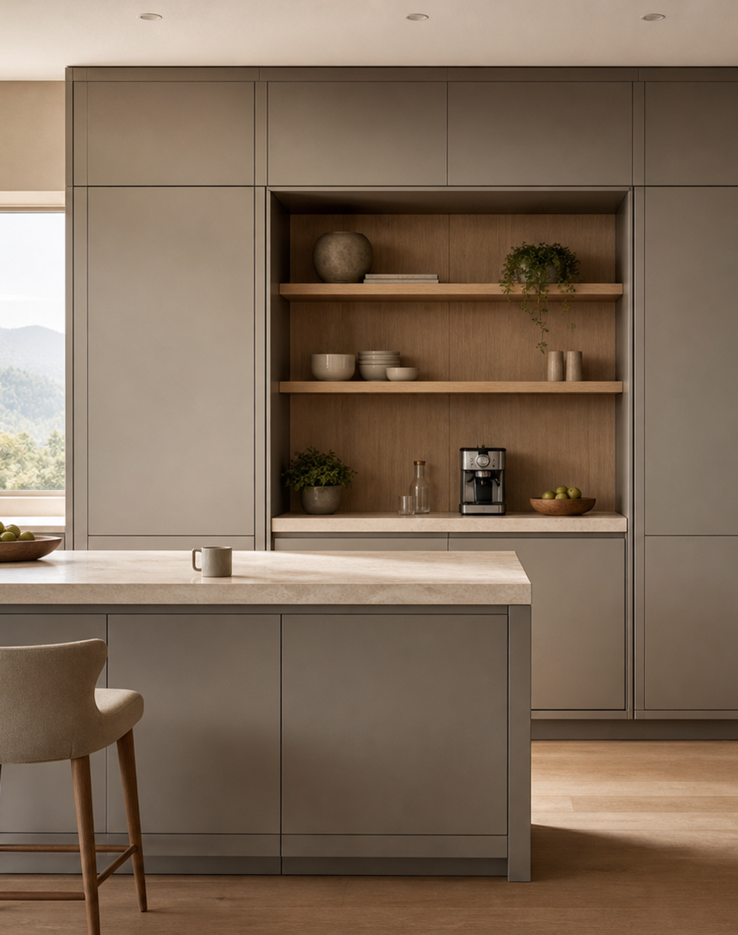 Fadior Meridian Kitchen Suite with Pocket Breakfast Landing — interior room context showing cabinet integration