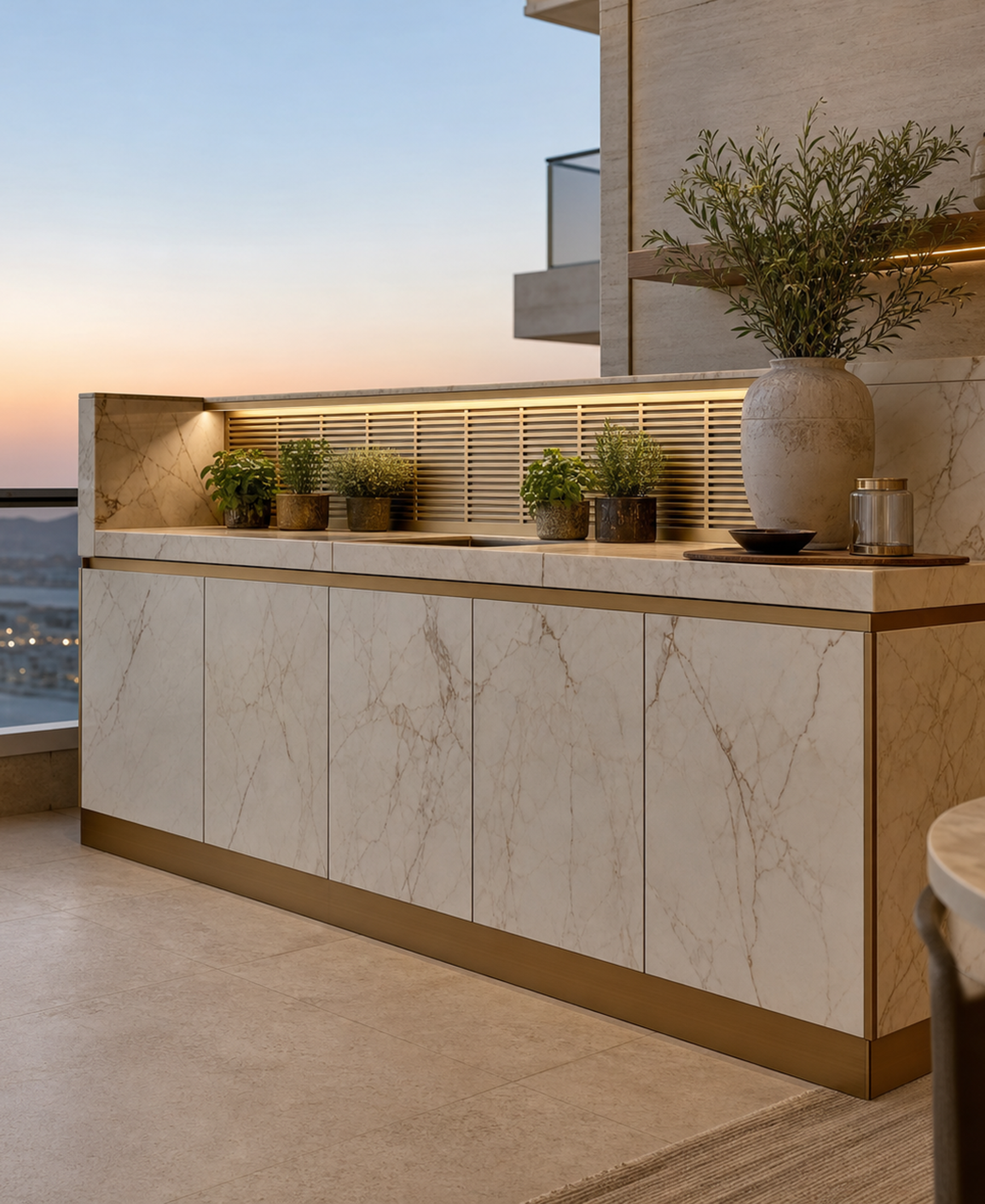 Suite de balcón Dusk con riel de preparación de hierbas de lamas vista principal