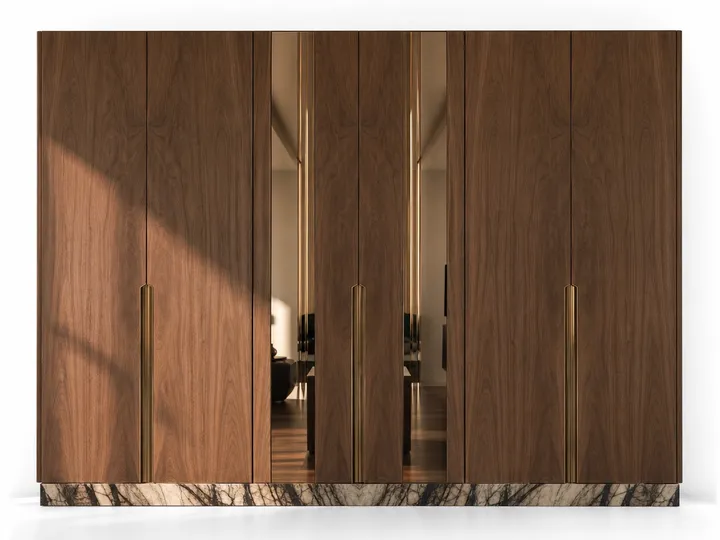 Fadior Voyage Wardrobe Suite with Mirror Lit Dressing Run — 304 stainless steel wardrobe system, front view