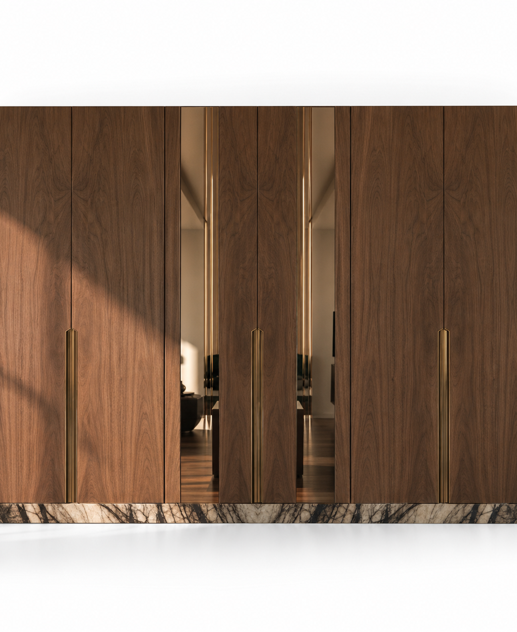 Fadior Voyage Wardrobe Suite with Mirror Lit Dressing Run — 304 stainless steel wardrobe system, front view