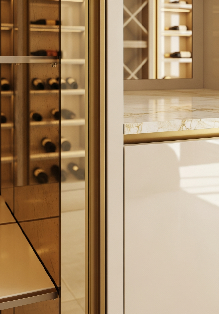 Fadior Gloria Wine Cabinet Suite — close-up of stainless steel finish and hardware detail