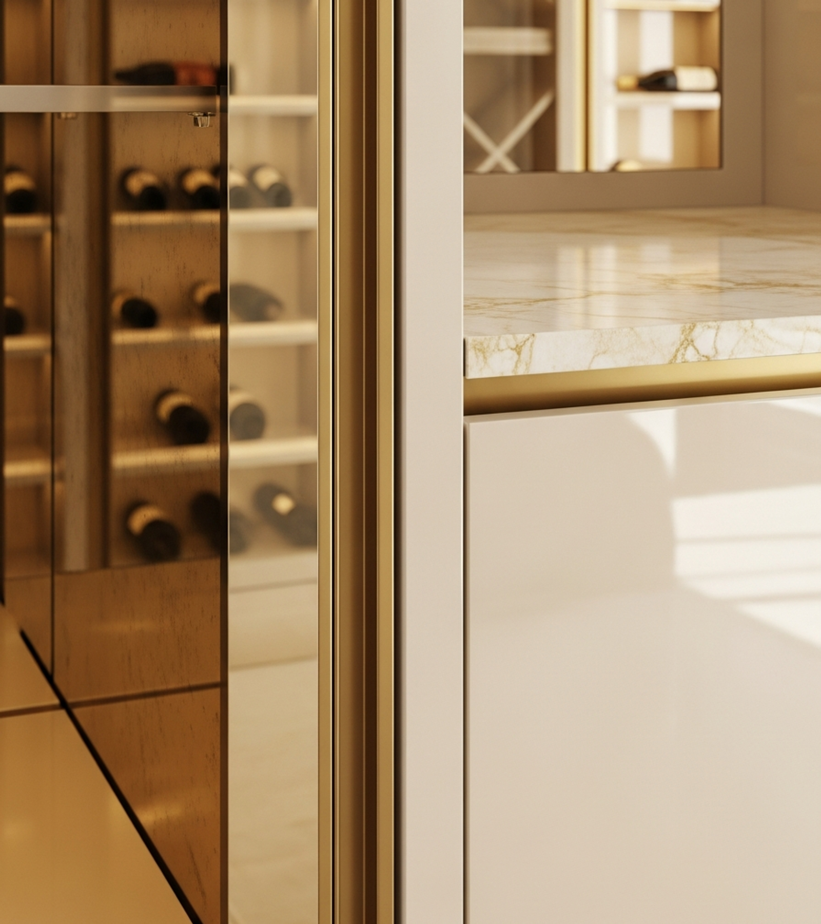 Fadior Gloria Wine Cabinet Suite — close-up of stainless steel finish and hardware detail