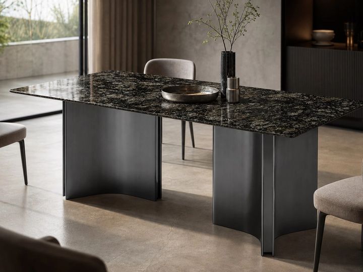 Stone-Top Marble Dining Table 140x80 styled in a FADIOR HOME interior setting