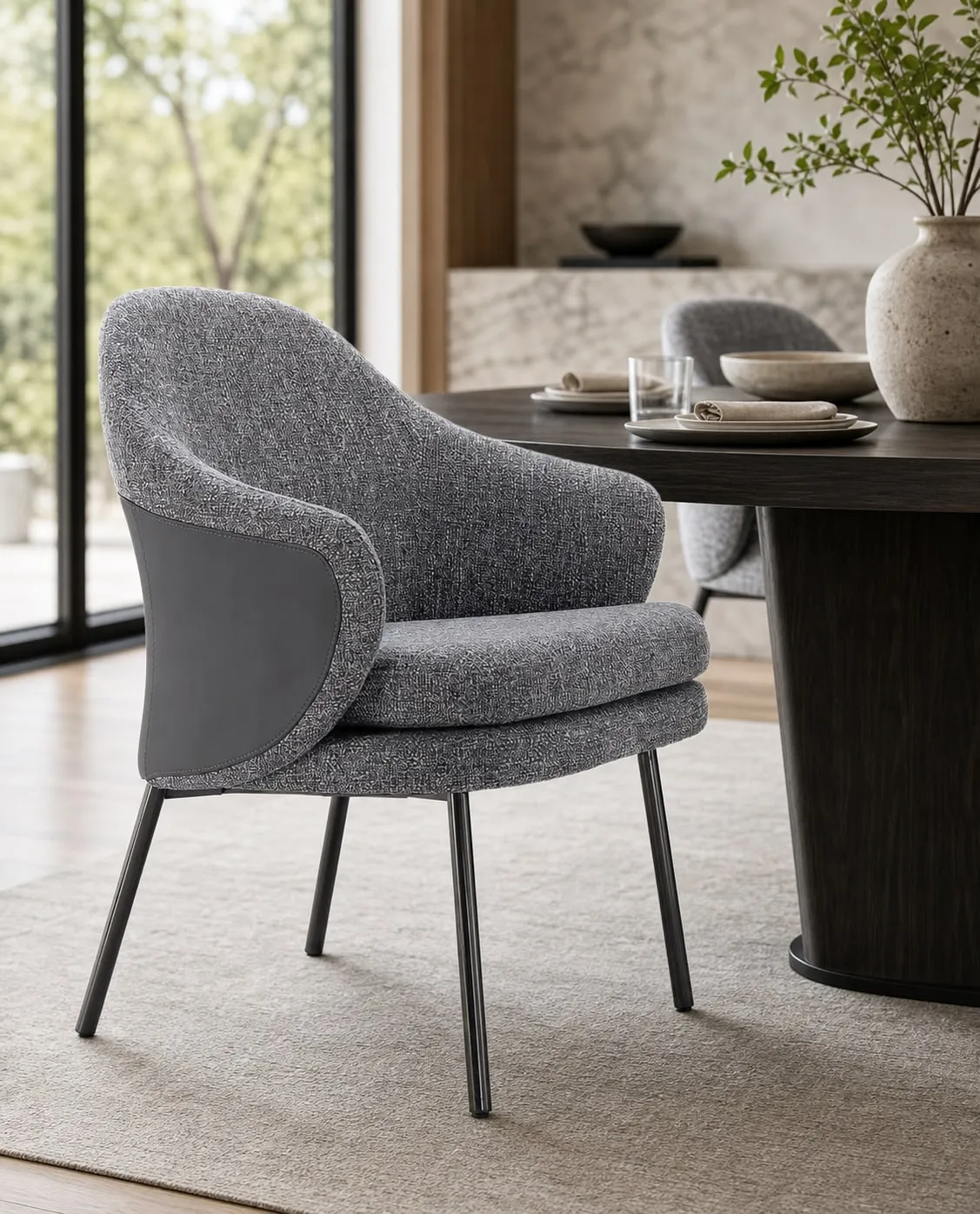 Gunmetal Black Stainless Steel Dining Chair
