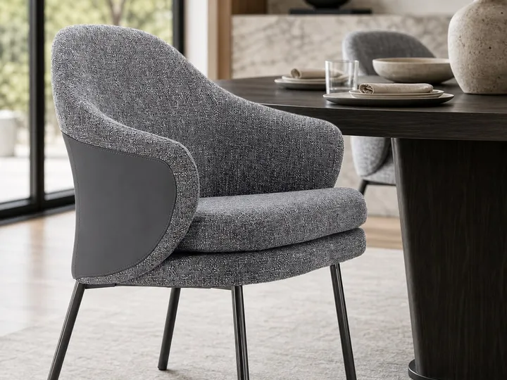 Silla de comedor de acero inoxidable negro pavonado