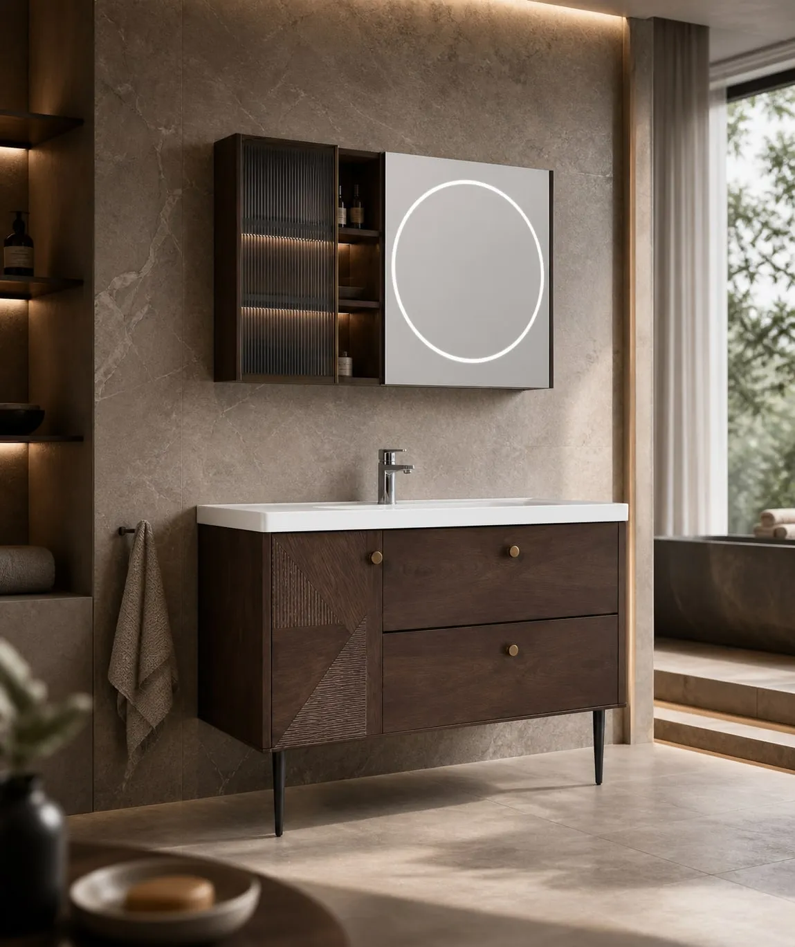 Smart-Mirror Drawer-Door Vanity 1200×485×600 mm