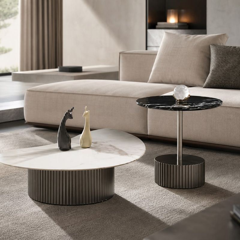 Stone-Top Coffee Table (Luxury stone) styled in a FADIOR HOME interior setting