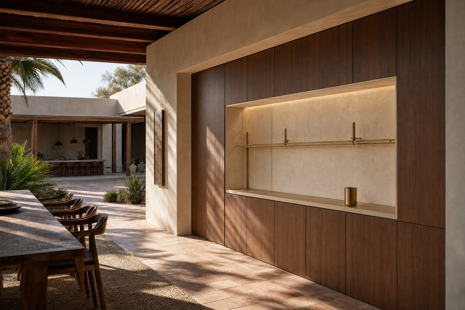 Fadior Estuary Wine Cabinet Suite with Parchment Tasting Portal — interior room context showing cabinet integration