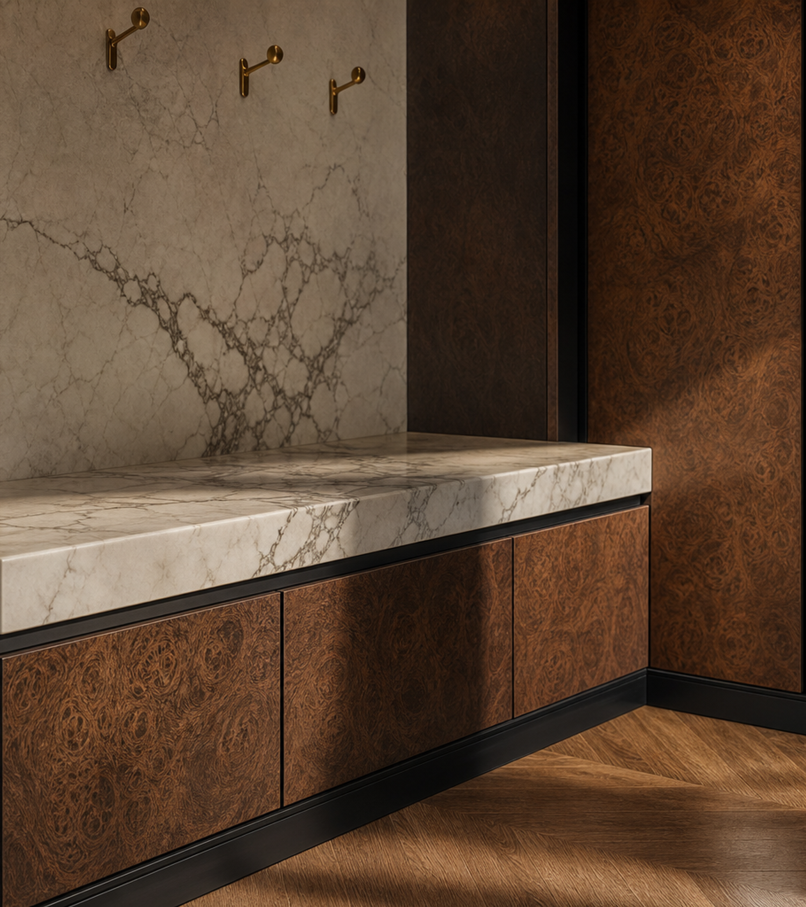 Fadior Loggia Handle-Free Foyer Spine — close-up of stainless steel finish and hardware detail