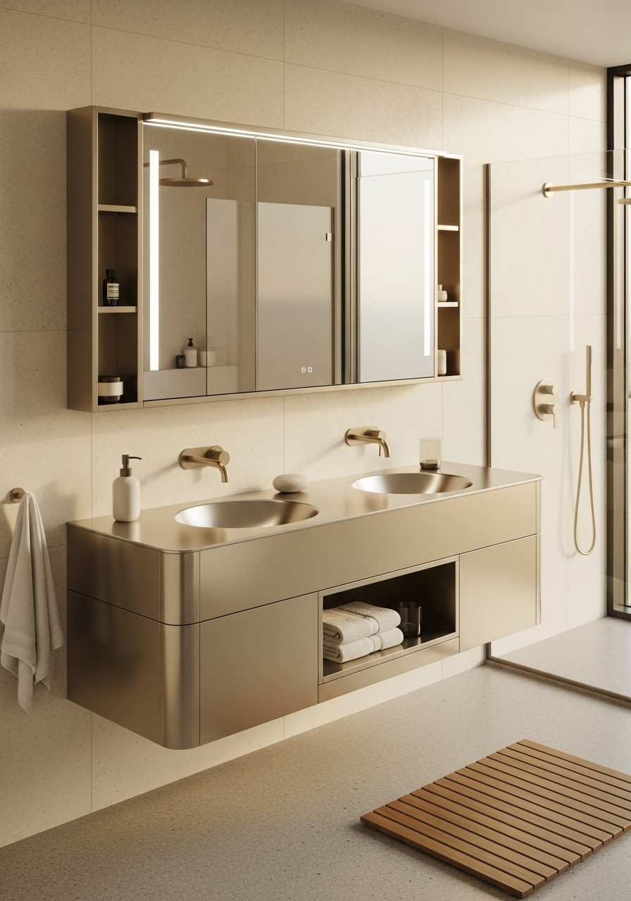 Fadior Acqua Vanity Suite — interior room context showing cabinet integration