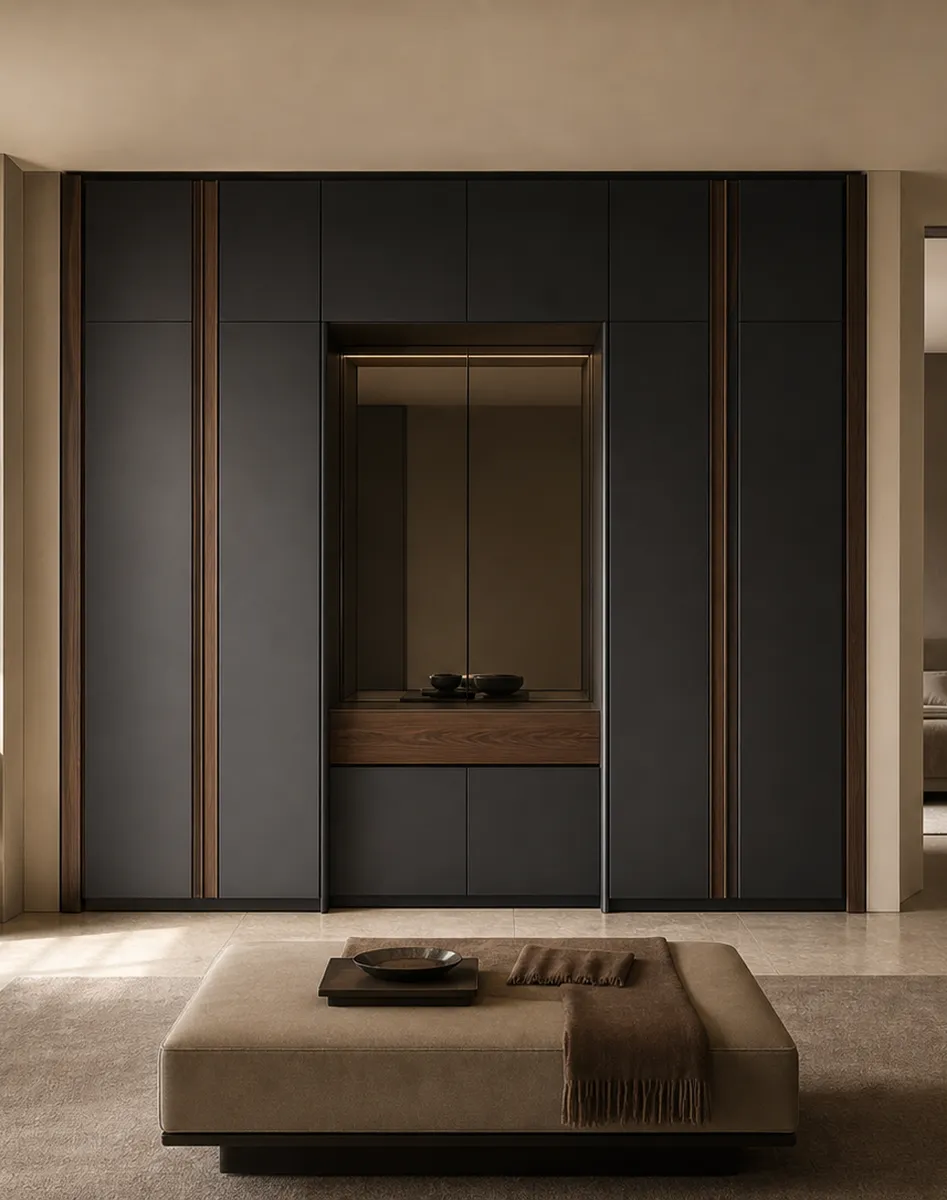 Fadior Onyx Wardrobe Suite with Smoked Mirror Valet Gallery — interior room context showing cabinet integration