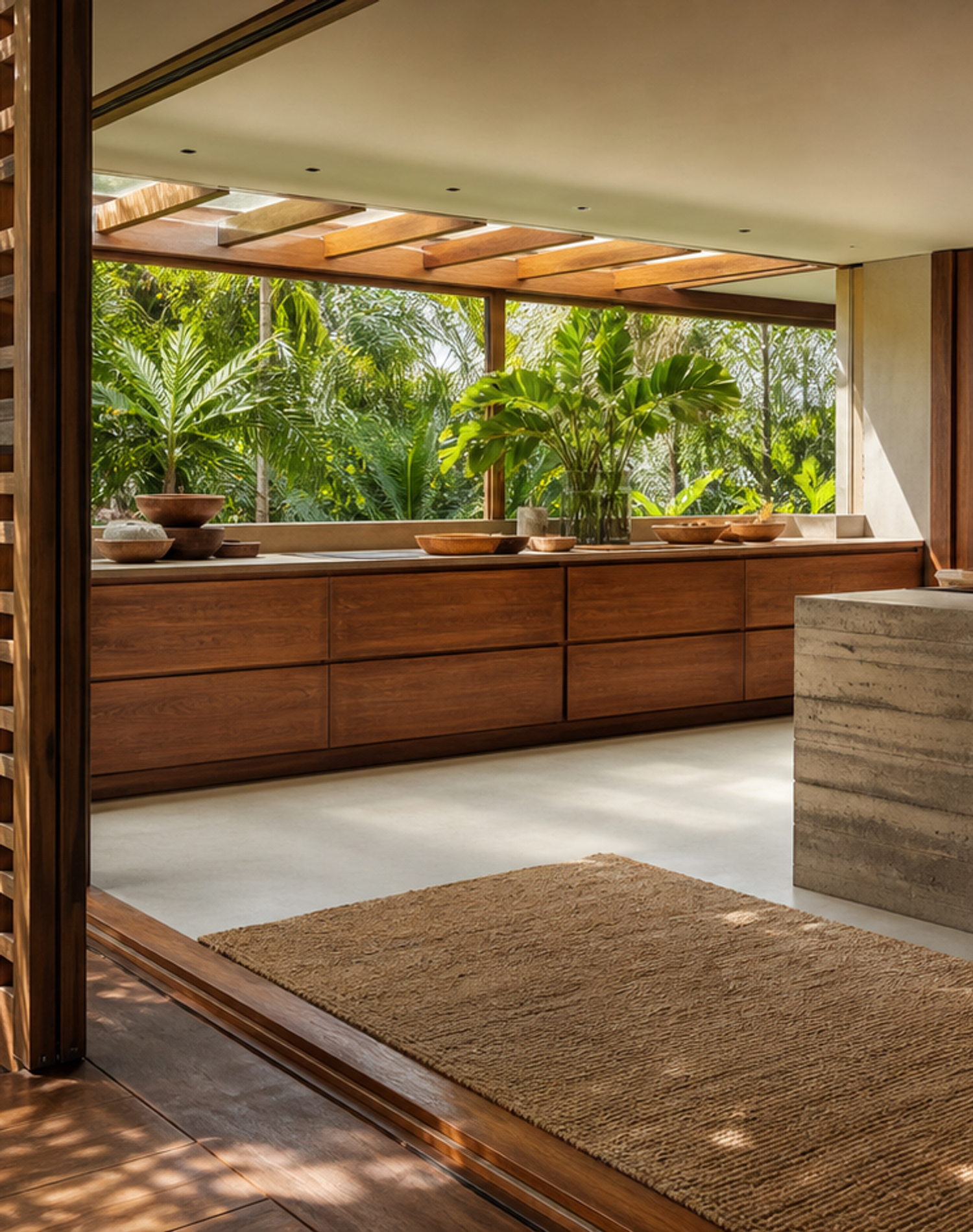 Fadior Solace Kitchen Suite with Skylit Baking Counter Run — lifestyle setting with natural light and residential styling
