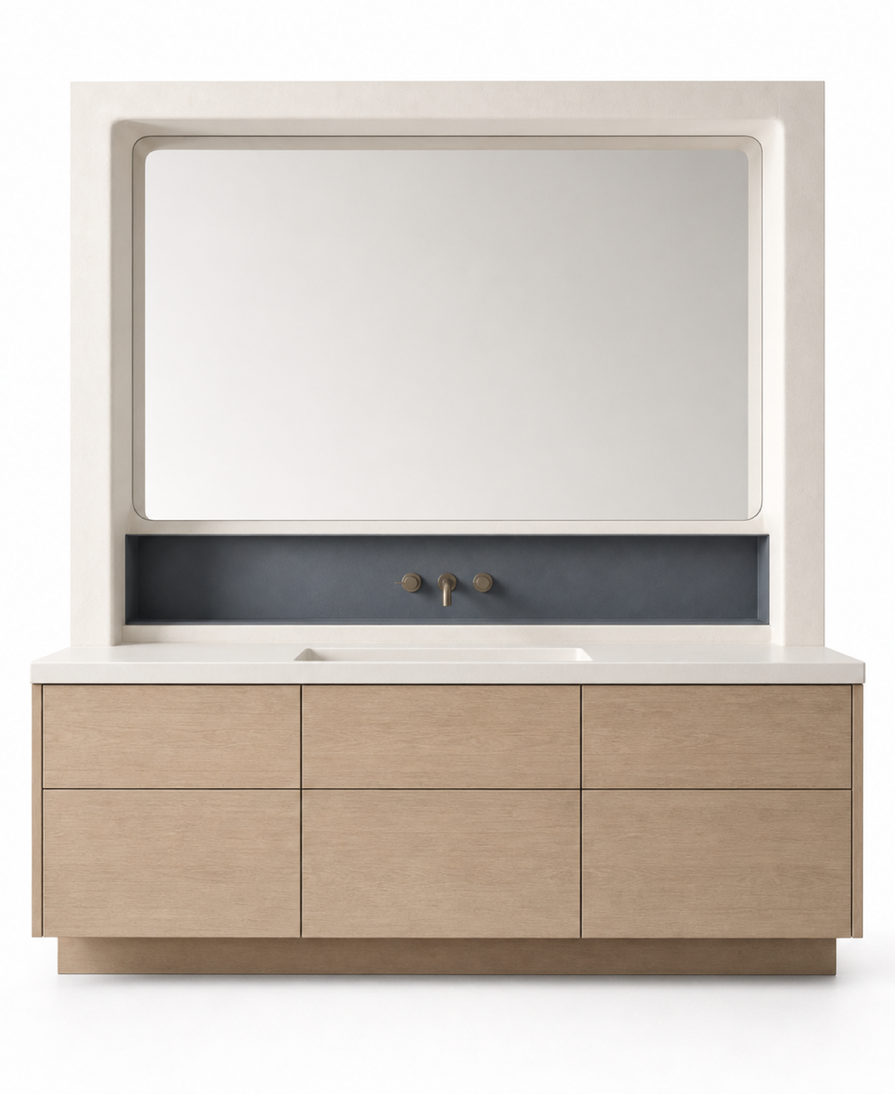 Fadior Voyage Bath Vanity Suite with Soft Slate Wash Niche — 304 stainless steel bath and vanity system, front view