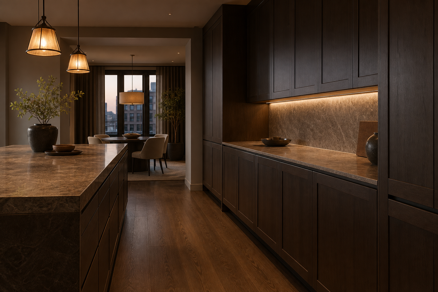 Fadior Pavilion Kitchen Suite with Gilded Hospitality Axis — interior room context showing cabinet integration
