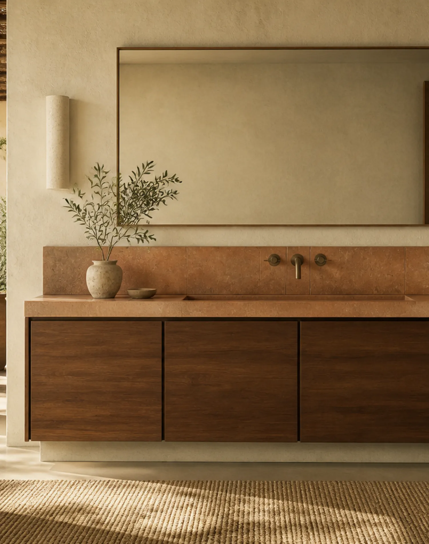 Tocador Voyage Bath con Consola de Lavabo de Yeso de Cal estudio de adaptación