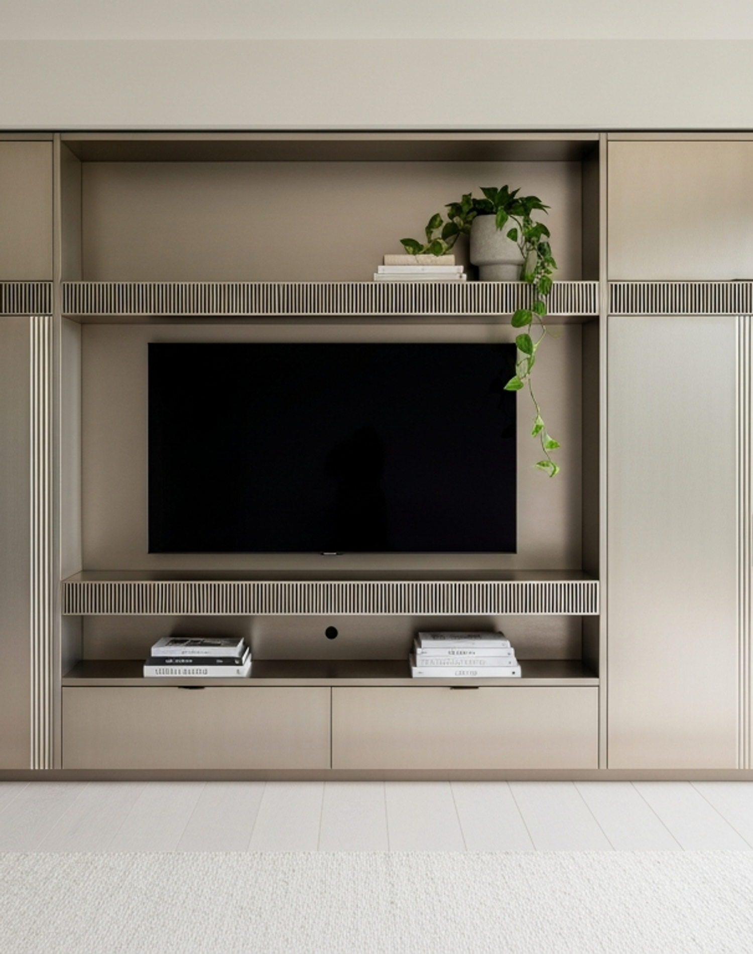 Fadior Essence Media Wall — lifestyle setting with natural light and residential styling