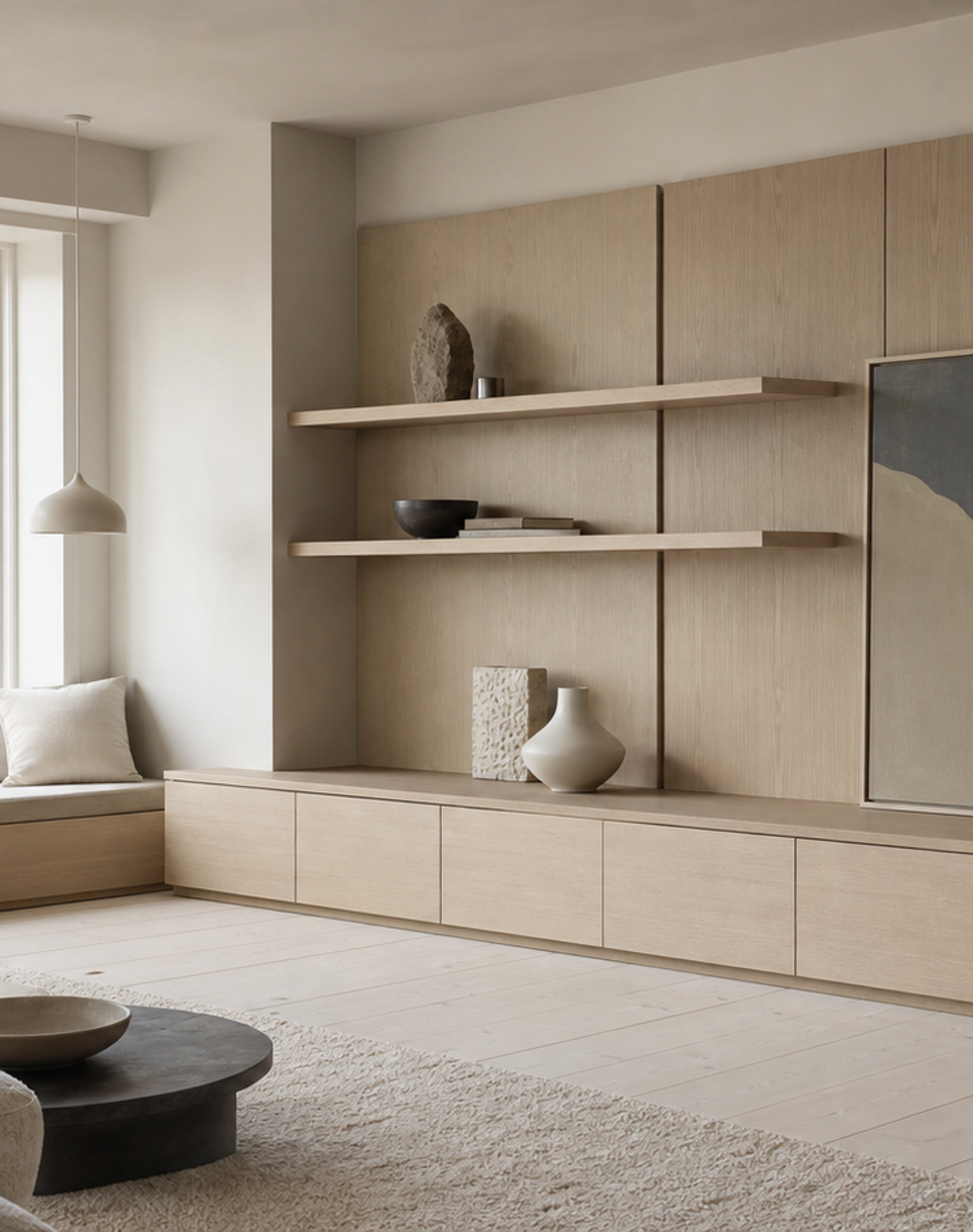 Fadior Silvan Living Room Suite with Window Seat Display Plinth — lifestyle setting with natural light and residential