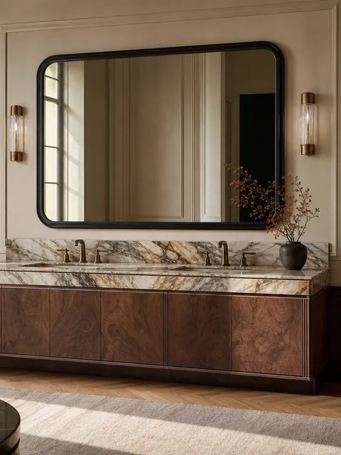 Suite de Baño y Tocador Ethereal con Revelado de Lavabo en Pewter